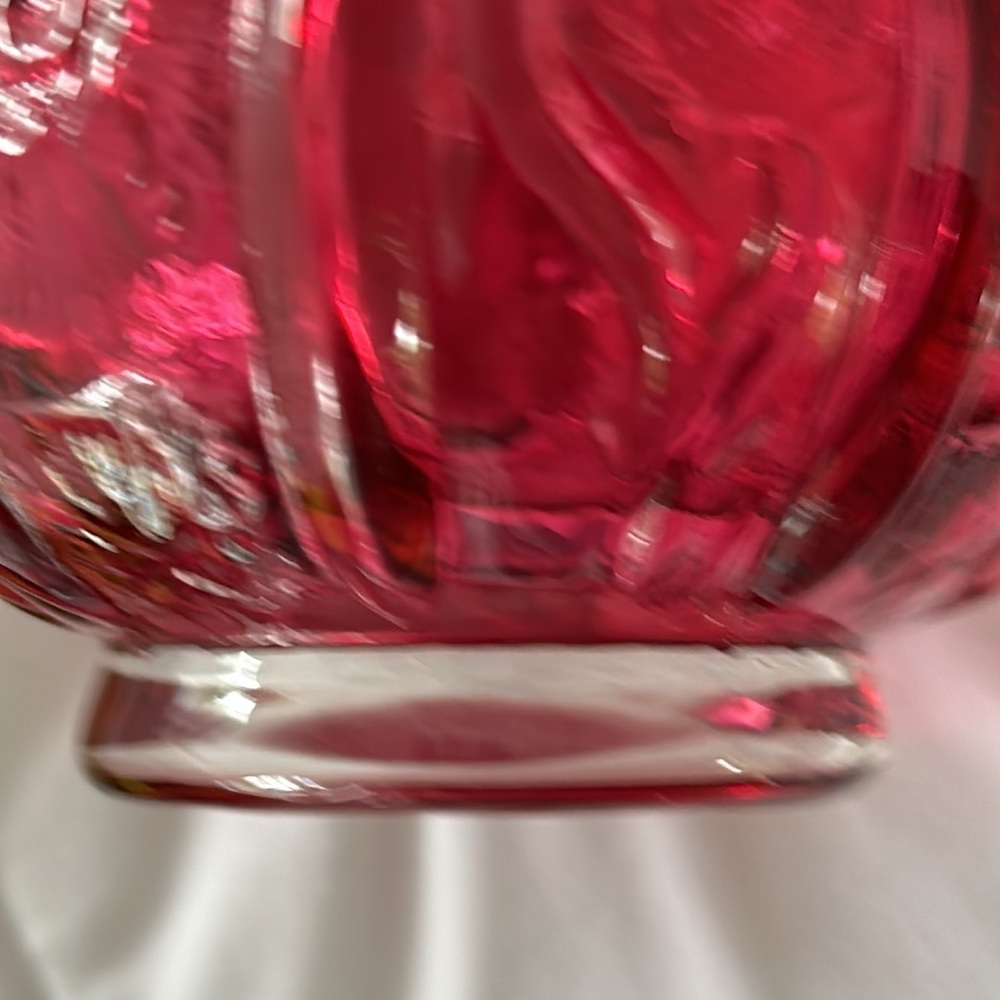 Vintage  Fenton Cranberry Opalescent thistle and stars Basket. - Picture 12 of 14